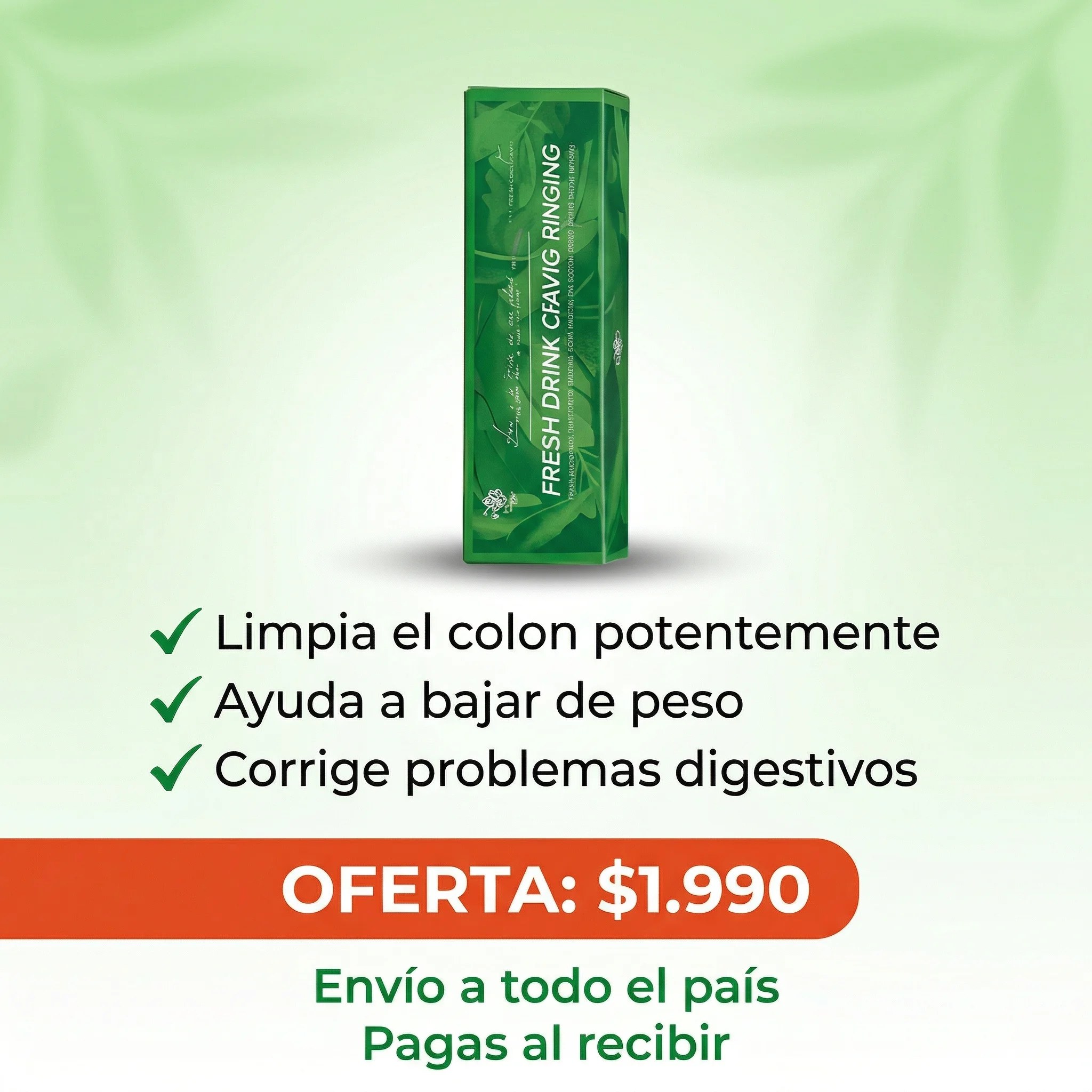 Fresh Drink, bebida verde natural, 6 sobres por RD$1,990